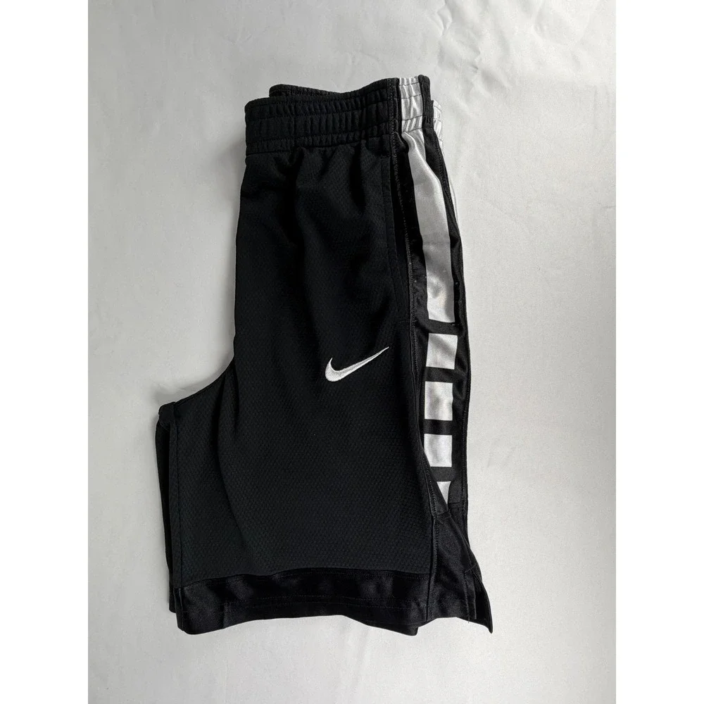 Nike Basketball Shorts Mens Large Black Excellent Dri-FIT Mesh Side Stripe